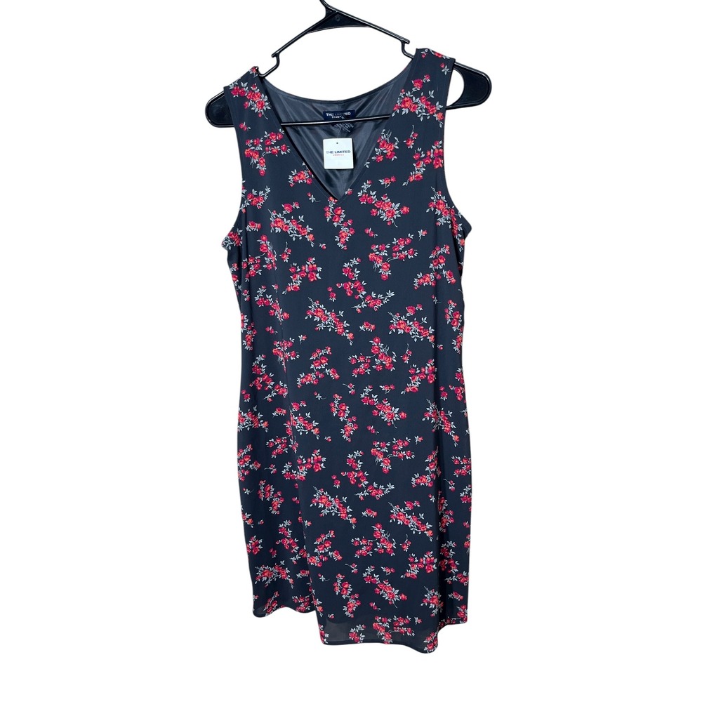 NWT The Limited Y2K Black Floral Sleeveless Dress V‎ Neck Casual Size 4
